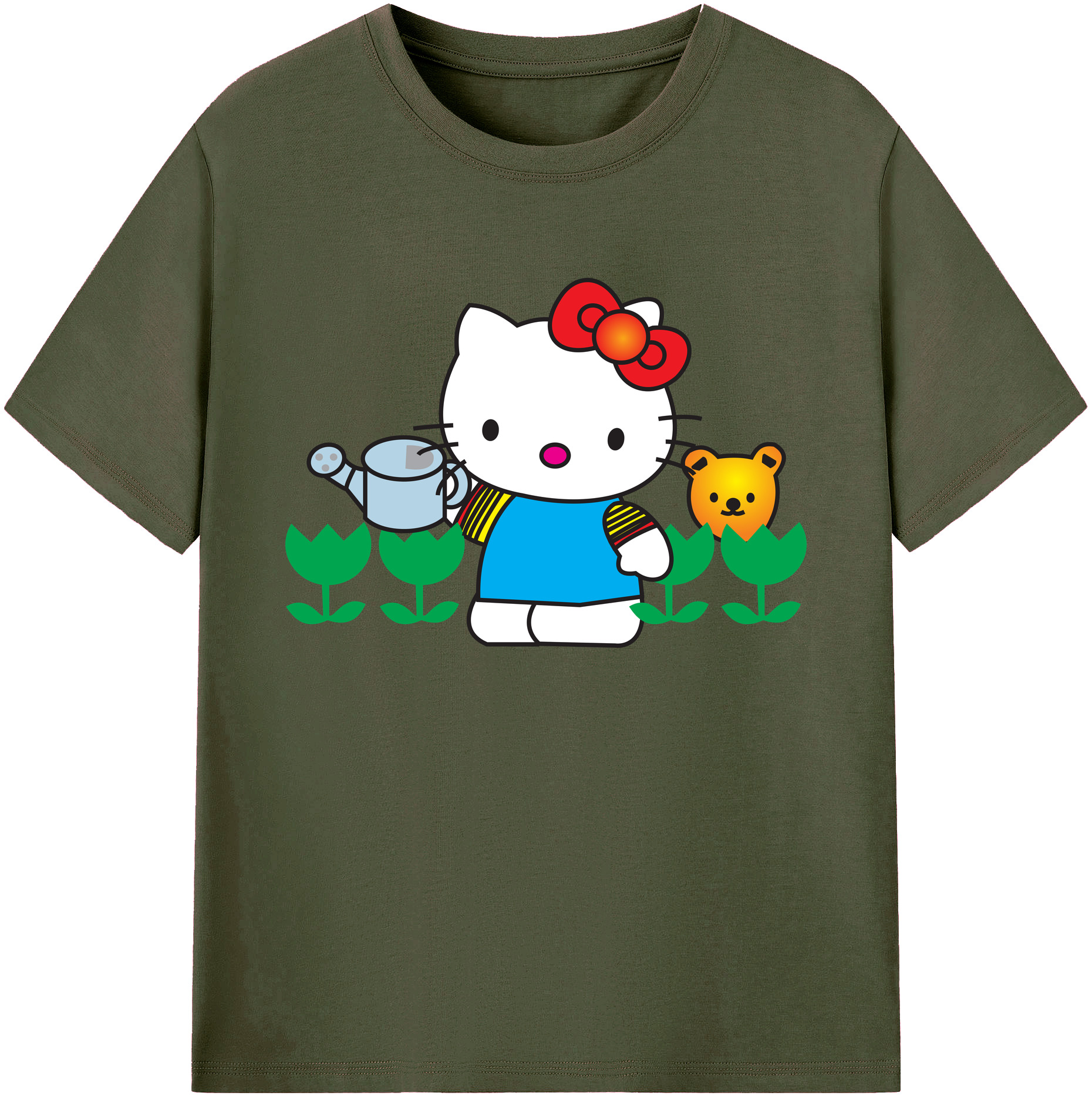 （画像用） Hello Kitty ハローキティ 綿100％ メンズ半袖Tシャツ｜肌触りやわらか＆通気性
